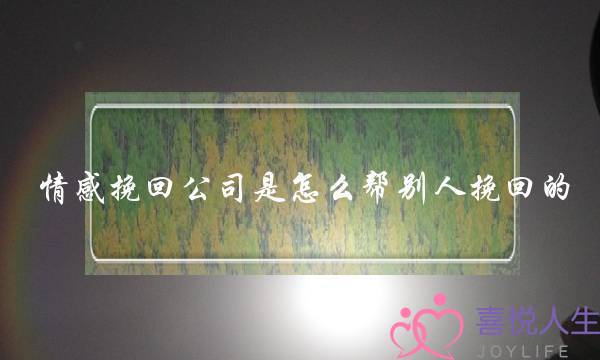 情感挽回公司是怎么帮别人挽回的